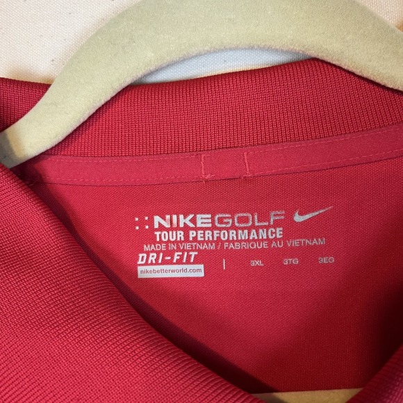 Nike Tour Performance Dri Fit Golf Shirt 3XL Red - Picture 3 of 9
